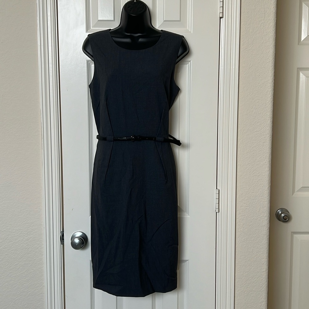 Calvin Klein Grey sleeveless dress with belt. Size 10